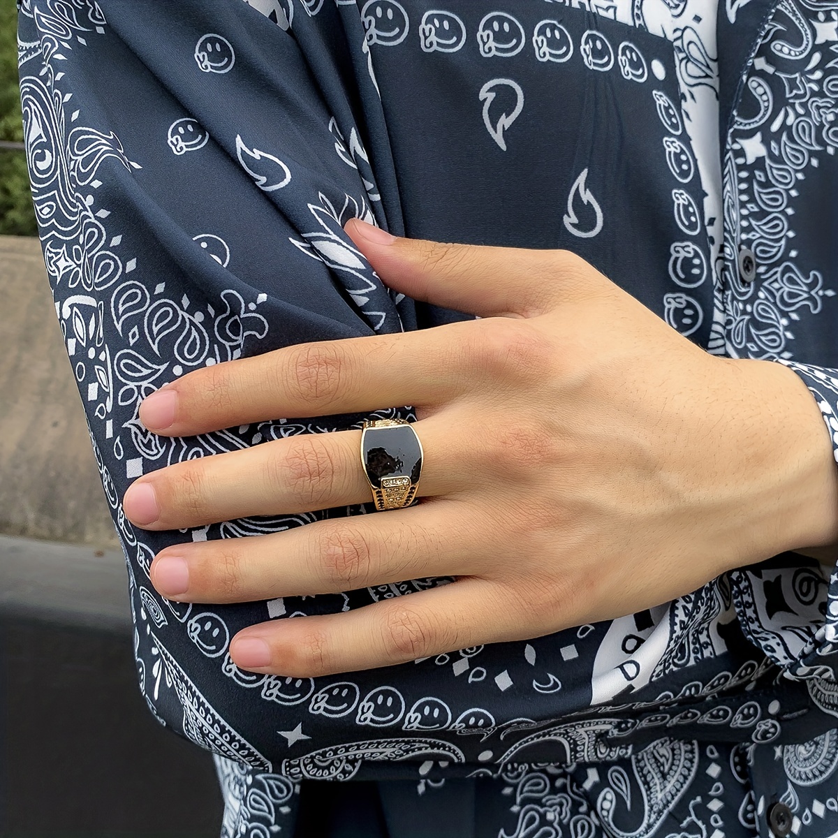 Geometric Square Diamond Ring for Men